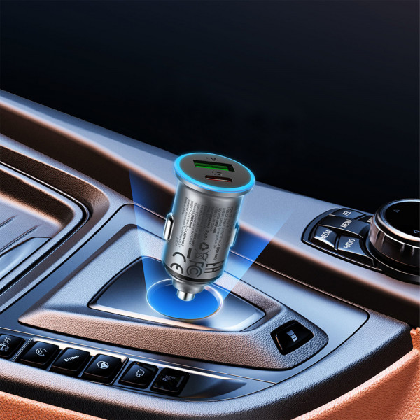 Автомобільний зарядний пристрій ACEFAST B15 65W (USB-A+USB-C) dual port metal car charger (6974316284963)