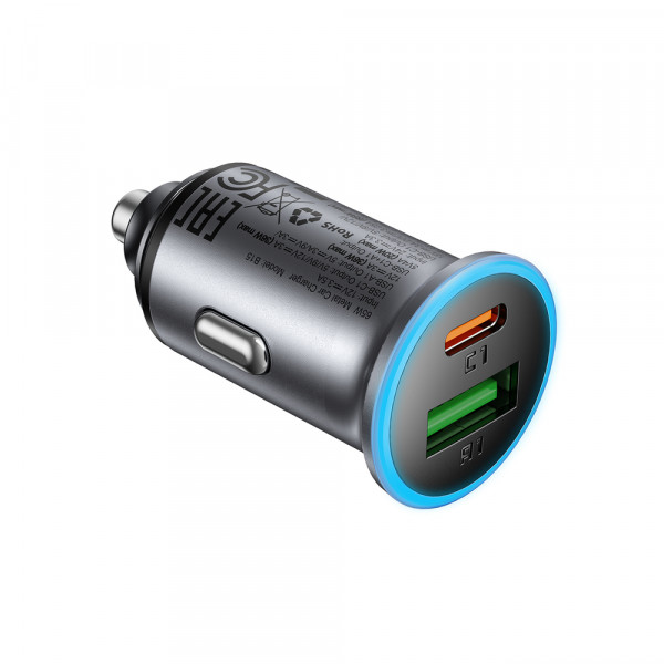 Автомобільний зарядний пристрій ACEFAST B15 65W (USB-A+USB-C) dual port metal car charger (6974316284963)