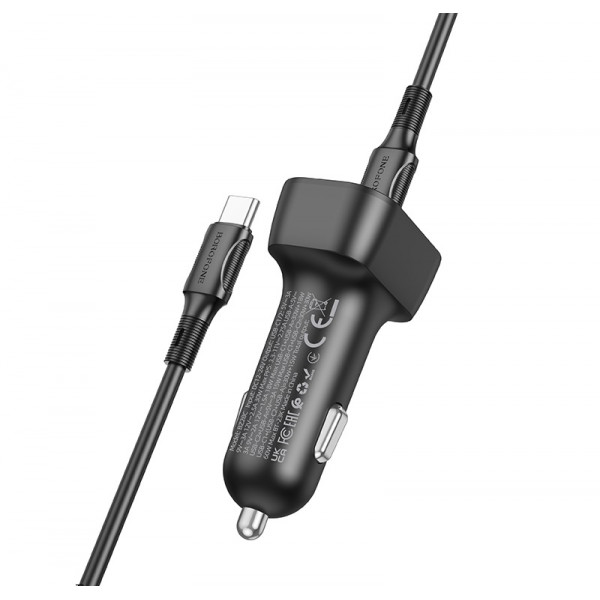Автомобільний зарядний пристрій BOROFONE BZ28C Trophie PD60W(2C1A) car charger set(C to C) Black (6941991110894)