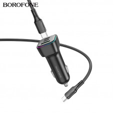 Автомобільний зарядний пристрій BOROFONE BZ28C Trophie PD60W(2C1A) car charger set(C to C) Black (6941991110894)