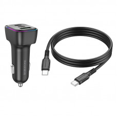 Автомобільний зарядний пристрій BOROFONE BZ28C Trophie PD60W(2C1A) car charger set(C to C) Black (6941991110894)