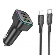 Автомобільний зарядний пристрій BOROFONE BZ28C Trophie PD60W(2C1A) car charger set(C to C) Black (6941991110894)
