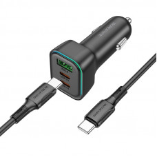 Автомобільний зарядний пристрій BOROFONE BZ28C Trophie PD60W(2C1A) car charger set(C to C) Black (6941991110894)
