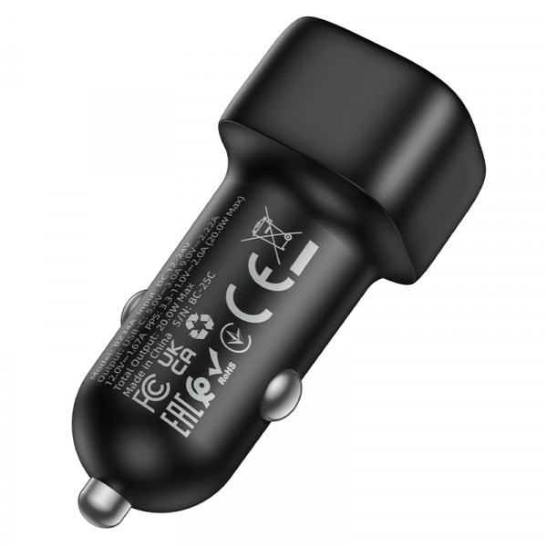 Автомобільний зарядний пристрій BOROFONE BZ34A Cloud single port PD20W car charger Black (6941991122316)