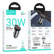 Автомобільний зарядний пристрій HOCO NZ16 Rigorous single port PD30W car charger Metal Grey (6942007644716)