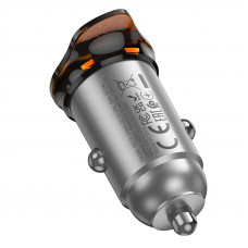 Автомобільний зарядний пристрій HOCO NZ16 Rigorous single port PD30W car charger Metal Grey (6942007644716)