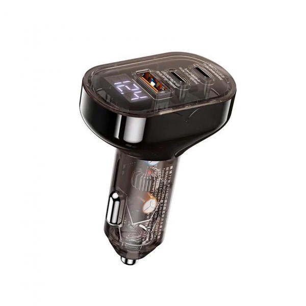 Автомобільний зарядний пристрій REMAX Cybo Series 72W PD+QC 1A+2C Transparent Fast Car Charger with Digital Display RCC351 Black (6954851229377)