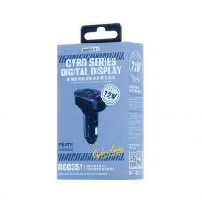 Автомобільний зарядний пристрій REMAX Cybo Series 72W PD+QC 1A+2C Transparent Fast Car Charger with Digital Display RCC351 Black (6954851229377)