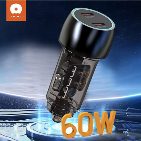 Автомобільний зарядний пристрій WUW-C283 PD30W+ PD30W black (6978749570372)
