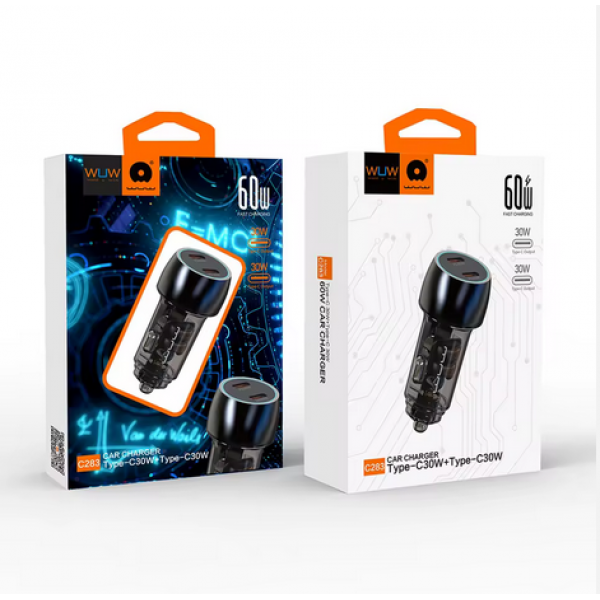 Автомобільний зарядний пристрій WUW-C283 PD30W+ PD30W black (6978749570372)
