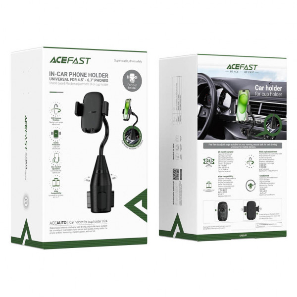 Автотримач для телефона ACEFAST D24 car holder for cup holder Black (6974316283034)