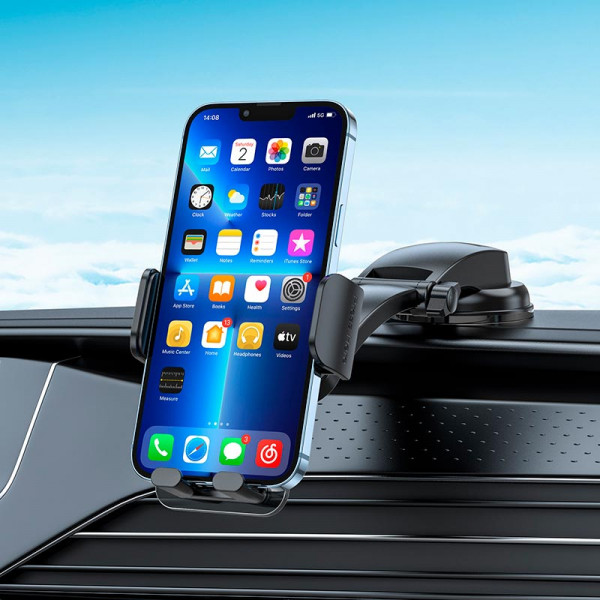 Автотримач для телефона HOCO CA118 Delicate press type center console car holder Space Black (6931474779212)