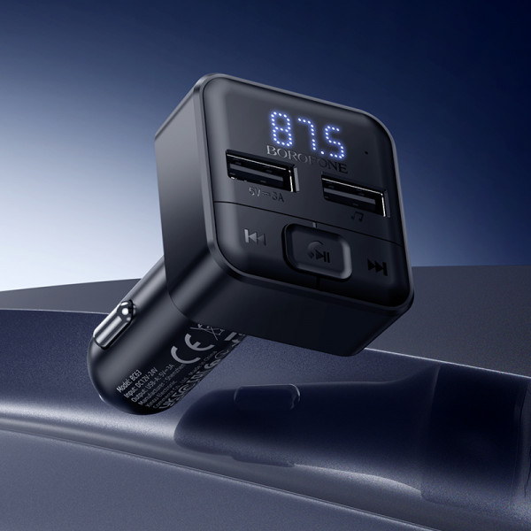 АЗП з FM-модулятором BOROFONE BC63 Selecto car BT FM transmitter Black (6941991126185)