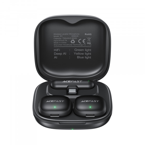 Бездротова мікрофонна система ACEFAST R1 wireless lavalier microphones Black (6974316284895)