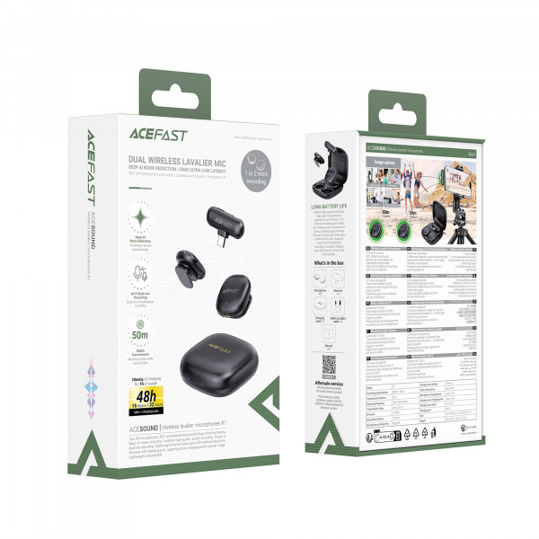 Бездротова мікрофонна система ACEFAST R1 wireless lavalier microphones Black (6974316284895)