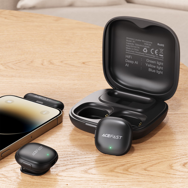 Бездротова мікрофонна система ACEFAST R1 wireless lavalier microphones Black (6974316284895)