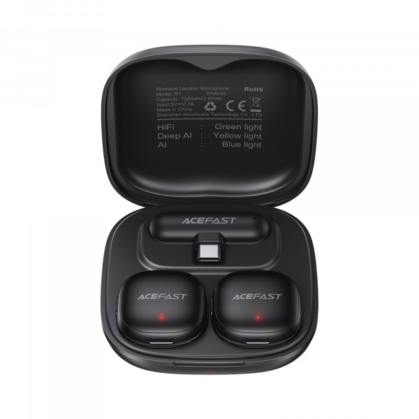 Бездротова мікрофонна система ACEFAST R1 wireless lavalier microphones Black (6974316284895)