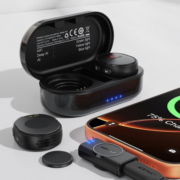 Бездротова мікрофонна система ACEFAST R3 dual-mic (Type-C) Black (6974316285847)