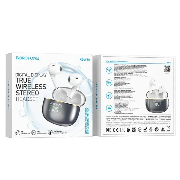 Бездротові навушники BOROFONE BW30 Cheerful true wireless BT headset Bright Metal Gray