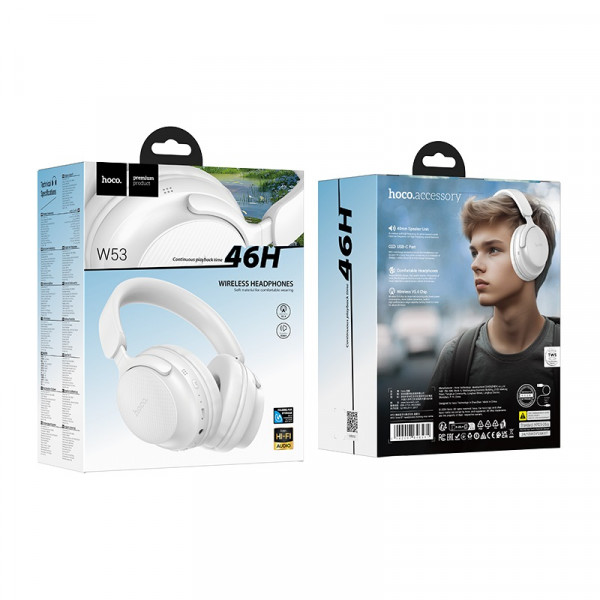 Бездротові навушники HOCO W53 Tone BT headphones Morning Mist White