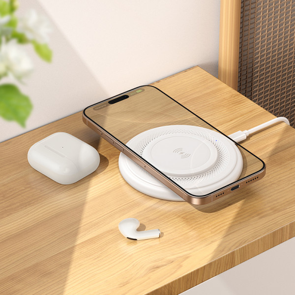 Бездротовий зарядний пристрій BOROFONE BQ40 Crown desktop wireless fast charger White (6941991123757)