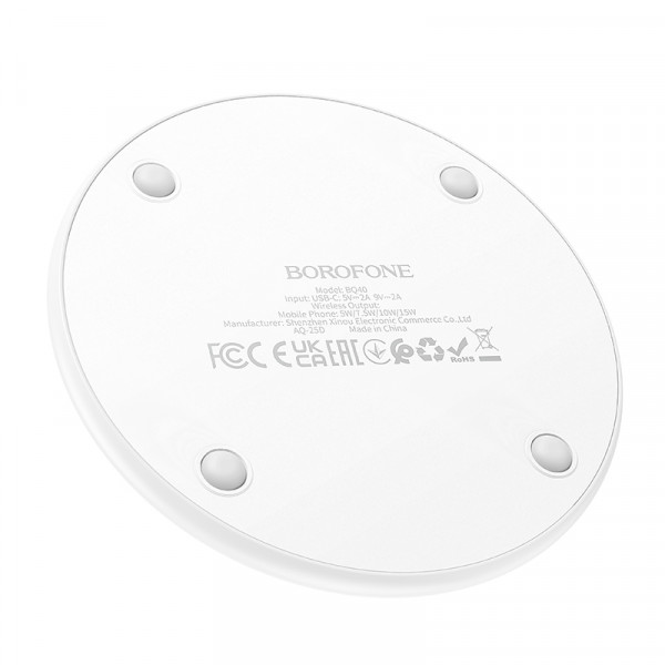 Бездротовий зарядний пристрій BOROFONE BQ40 Crown desktop wireless fast charger White (6941991123757)