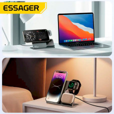 Бездротовий зарядний пристрій Essager Ruicheng desktop magnetic suction three in one wireless charging of 15W black