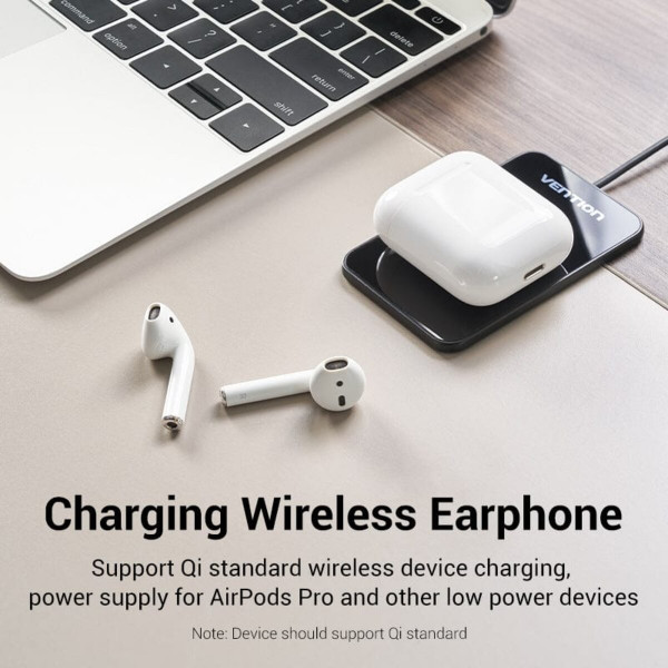 Бездротовий зарядний пристрій Vention Wireless Charger 15W Ultra-thin Mirrored Surface Type 0.05M Чорний