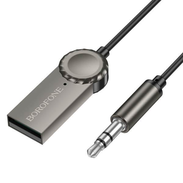 Bluetooth-ресивер BOROFONE BC56 Peaceful car AUX BT receiver with cable Metal Gray