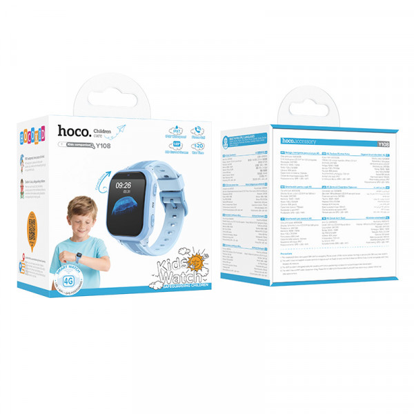 Дитячий смарт-годинник HOCO Y108 4G children phone-watch Blue (6942007680943)