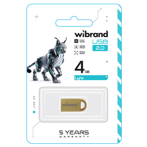 Флеш-накопичувач Wibrand USB 2.0 Lynx 4Gb Gold