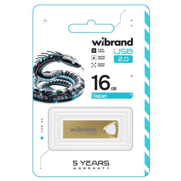 Флеш-накопичувач Wibrand USB 2.0 Taipan 16Gb Gold