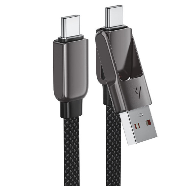 Кабель ACEFAST C13-05 USB/Type-C to Type-C 3A, 0.2m, nylon, zinc connectors, Чорний