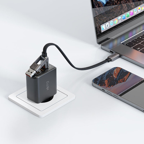 Кабель ACEFAST C13-05 USB/Type-C to Type-C 3A, 0.2m, nylon, zinc connectors, Чорний