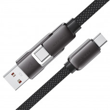 Кабель ACEFAST C13-05 USB/Type-C to Type-C 3A, 0.2m, nylon, zinc connectors, Чорний