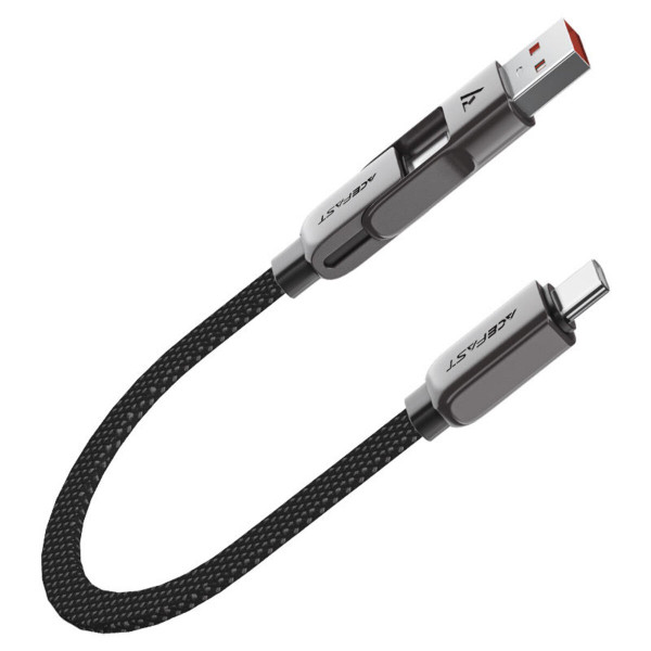 Кабель ACEFAST C13-05 USB/Type-C to Type-C 3A, 0.2m, nylon, zinc connectors, Чорний