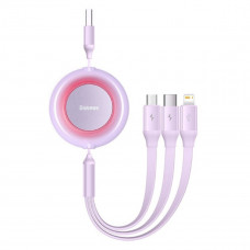 Кабель Baseus Bright Mirror 2 Series Retractable 3-in-1 Fast Charging Data Cable USB to M+L+C 3.5A 1.1m Purple