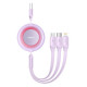 Кабель Baseus Bright Mirror 2 Series Retractable 3-in-1 Fast Charging Data Cable USB to M+L+C 3.5A 1.1m Purple