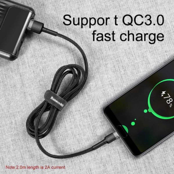 Кабель Baseus Cafule Cable USB For Type-C 3A 1m Gray+Чорний