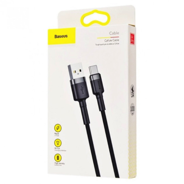 Кабель Baseus Cafule Cable USB For Type-C 3A 1m Gray+Чорний