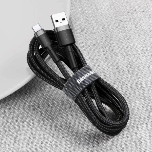 Кабель Baseus Cafule Cable USB For Type-C 3A 1m Gray+Чорний