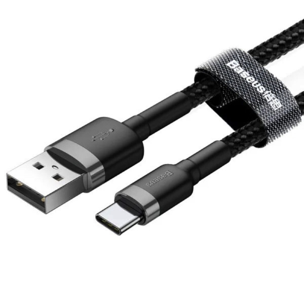 Кабель Baseus Cafule Cable USB For Type-C 3A 1m Gray+Чорний
