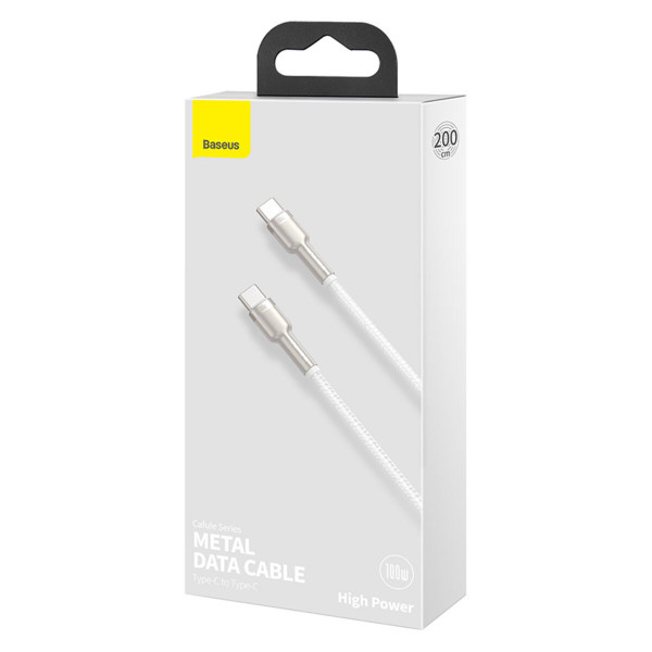 Кабель Baseus Cafule Series Metal Data Cable Type-C to Type-C 100W 2m White