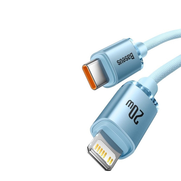 Кабель Baseus Crystal Shine Series Fast Charging Data Cable Type-C to iP 20W 1.2m Sky Блакитний