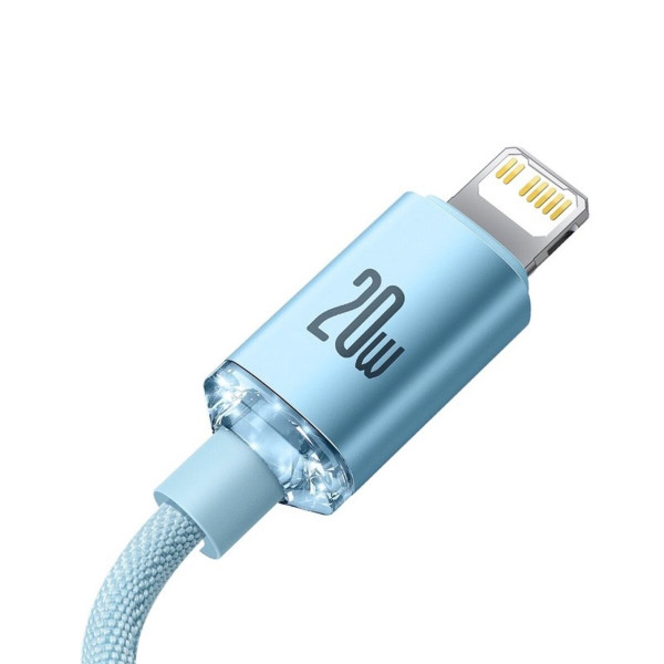 Кабель Baseus Crystal Shine Series Fast Charging Data Cable Type-C to iP 20W 1.2m Sky Блакитний