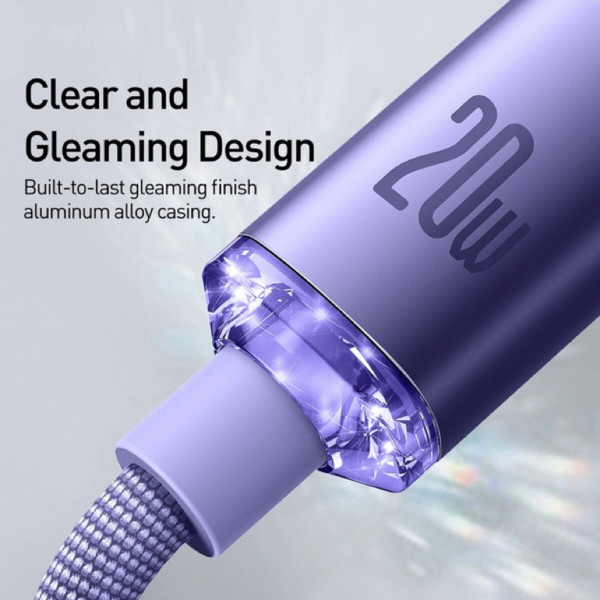 Кабель Baseus Crystal Shine Series Fast Charging Data Cable Type-C to iP 20W 2m Purple