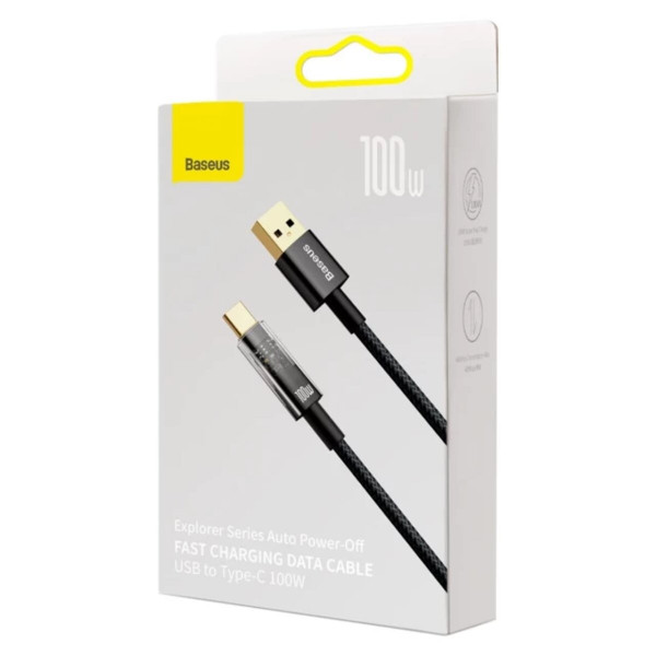 Кабель Baseus Explorer Series Auto Power-Off Fast Charging Data Cable USB to Type-C 100W 1m Black