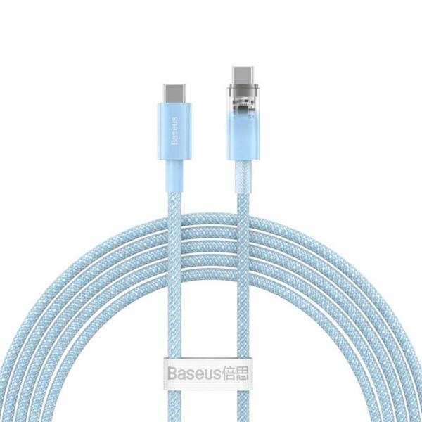 Кабель Baseus Explorer Series Fast Charging Cable with Smart Temperature Control Type-C to Type-C 100W 2m Galaxy Блакитний