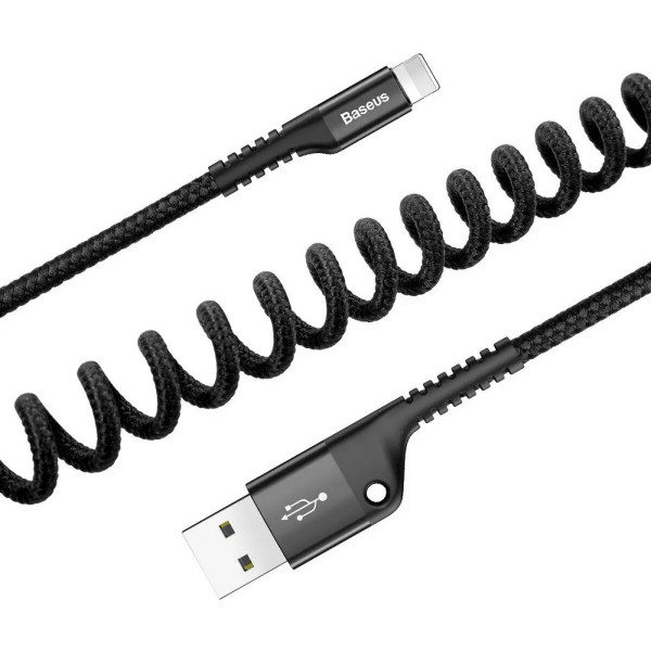 Кабель Baseus Fish eye Spring Data Cable Lightning 1m Чорний