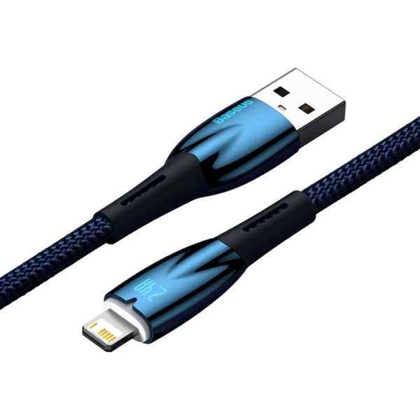 Кабель Baseus Glimmer Series Fast Charging Data Cable USB to iP 2.4A 2m Блакитний